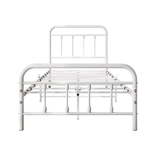 Vintage Full Size Metal Bed Frame with Headboard and Footboard, Black Z946901