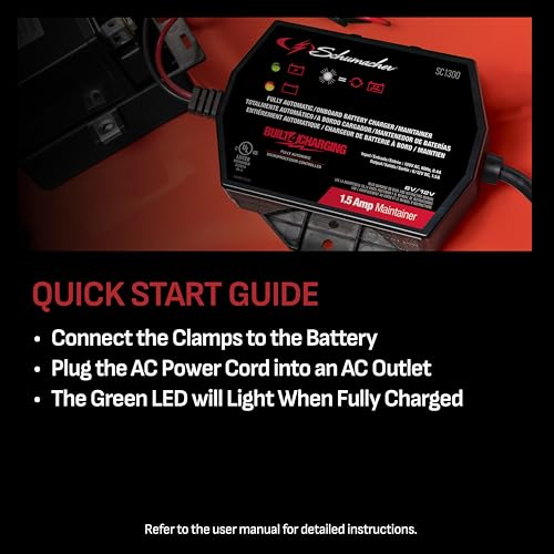 Schumacher Electric 3-in-1 Battery Charger and Maintainer, 1.5 Amps, 6V/12V K7756