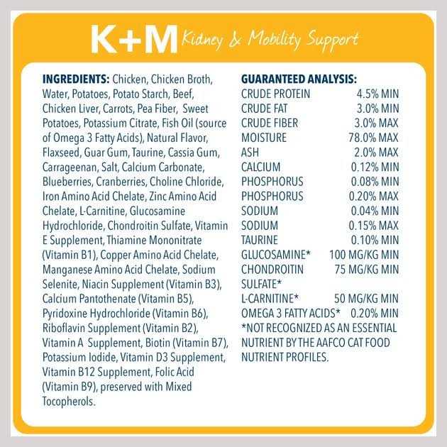 Blue Buffalo Natural Veterinary Diet K+M Kidney + Mobility Support Canned Cat Food, 5.5-oz, Case of 24 W490
