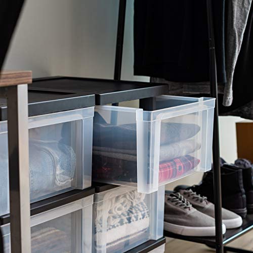 IRIS USA Plastic 3-Drawer Rolling Storage Cart with Wheels, White/Clear Y619