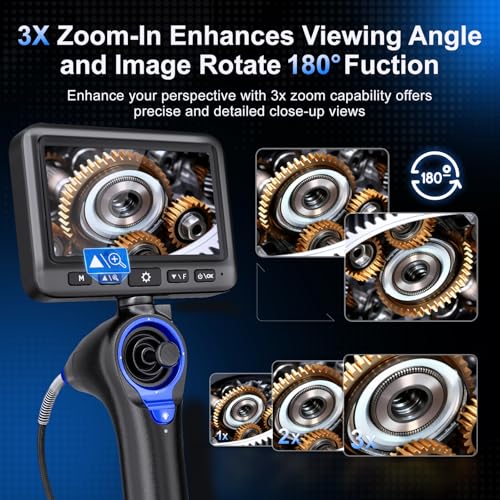 JESERAL 5" HD 1080P Articulating Borescope Camera with 6.2mm IP67 Waterproof Probe F3398
