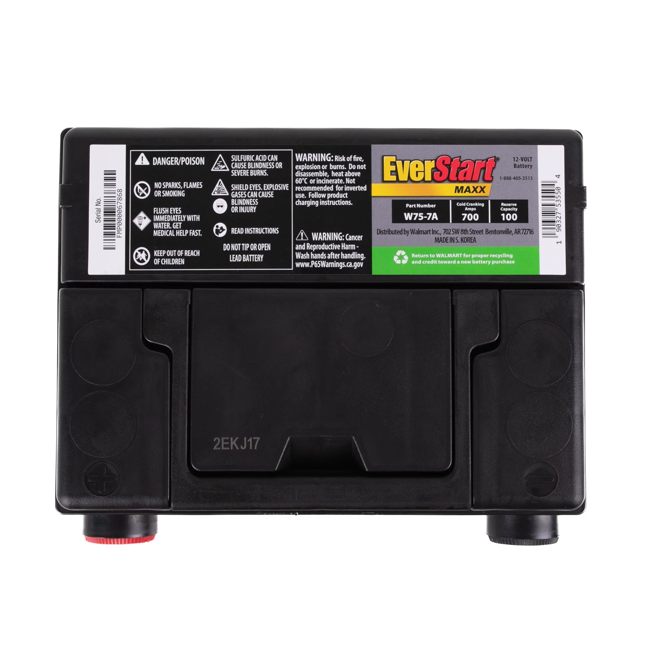 EverStart Maxx Automotive Battery Group Size 75, 12 Volts, 700 CCA W558269