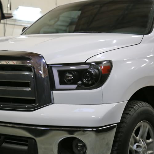 2007-2017 Toyota Tundra Sequoia Projector Headlights LED Sequential Turn Signals Pair Black E615