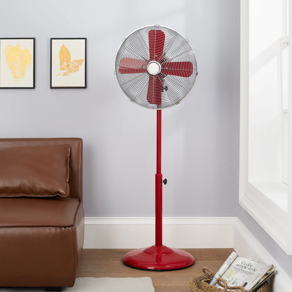 Better Homes & Gardens 16 inch Adjustable Oscillating Metal Stand Fan, Red O2097