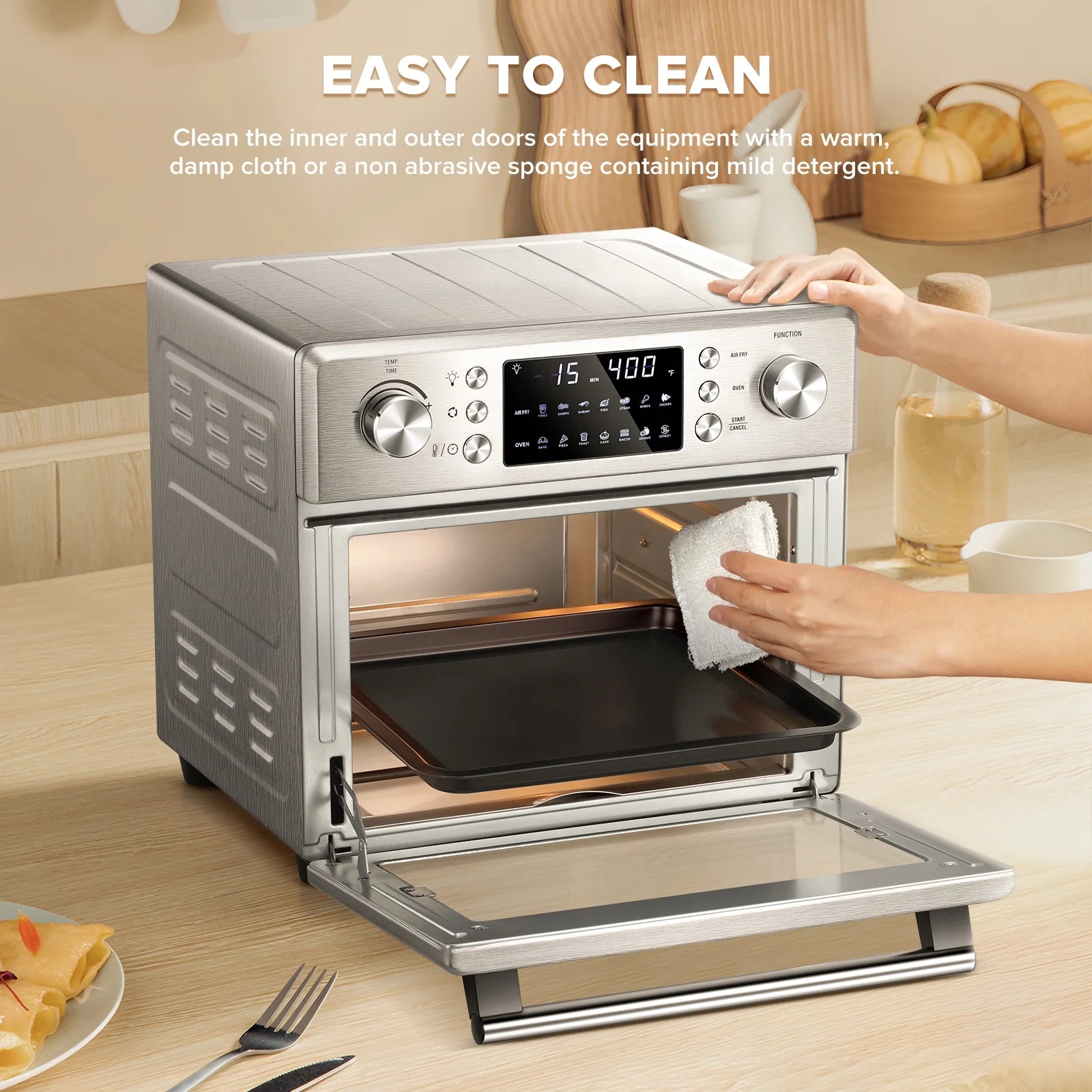 KISSAIR 26QT Stainless Steel Air Oven with Rotisserie and Dehydrator H25083