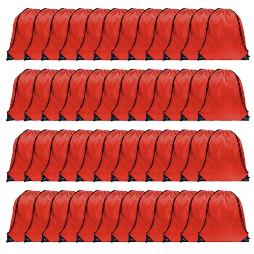 GoodtoU 40 Pack Drawstring Backpacks Waterproof Nylon Cinch Bags for School Gym N792