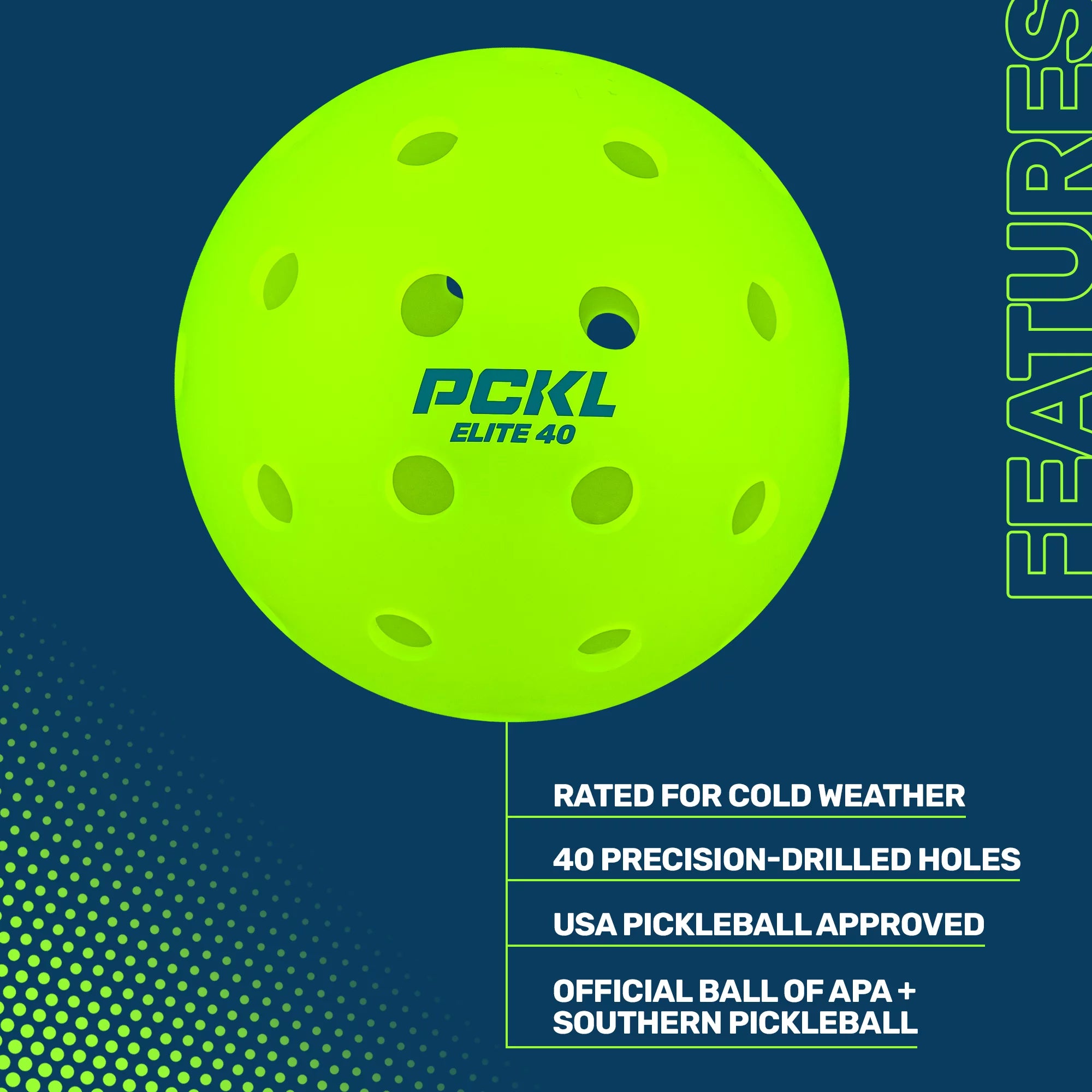 PCKL Elite-40 Pickleballs 4 Pack USA Pickleball Approved V21840