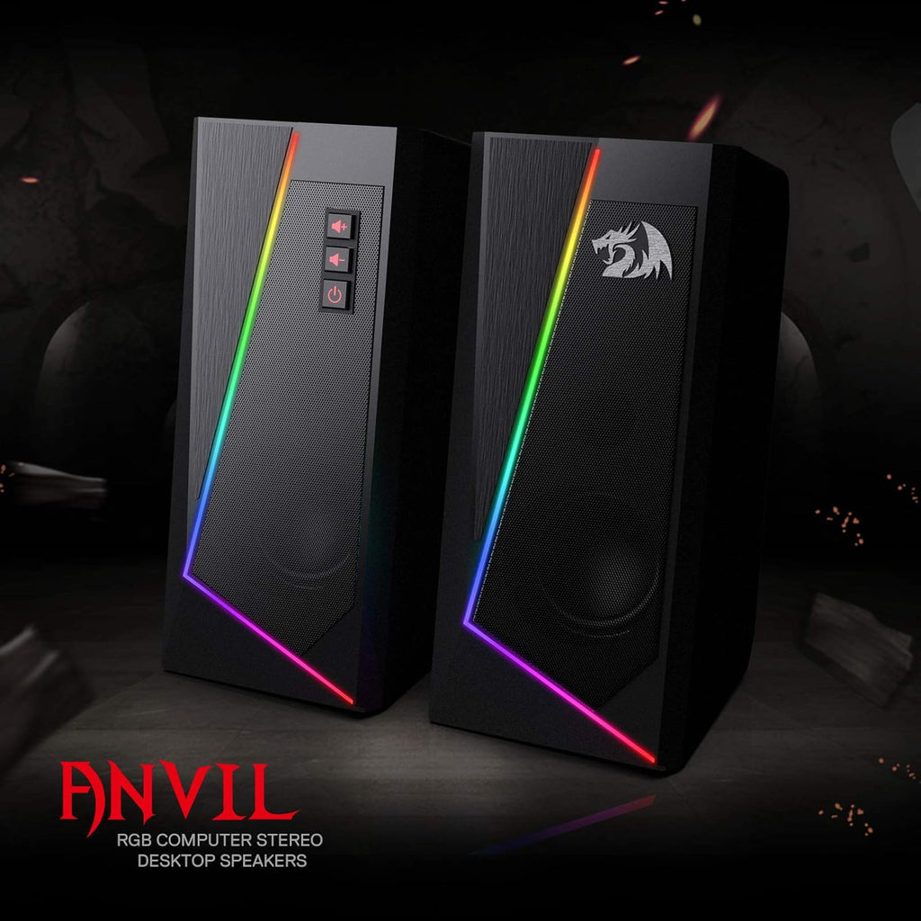 Redragon GS520 Anvil RGB Desktop Speakers, 2.0 PC Stereo, USB Powered Q559138