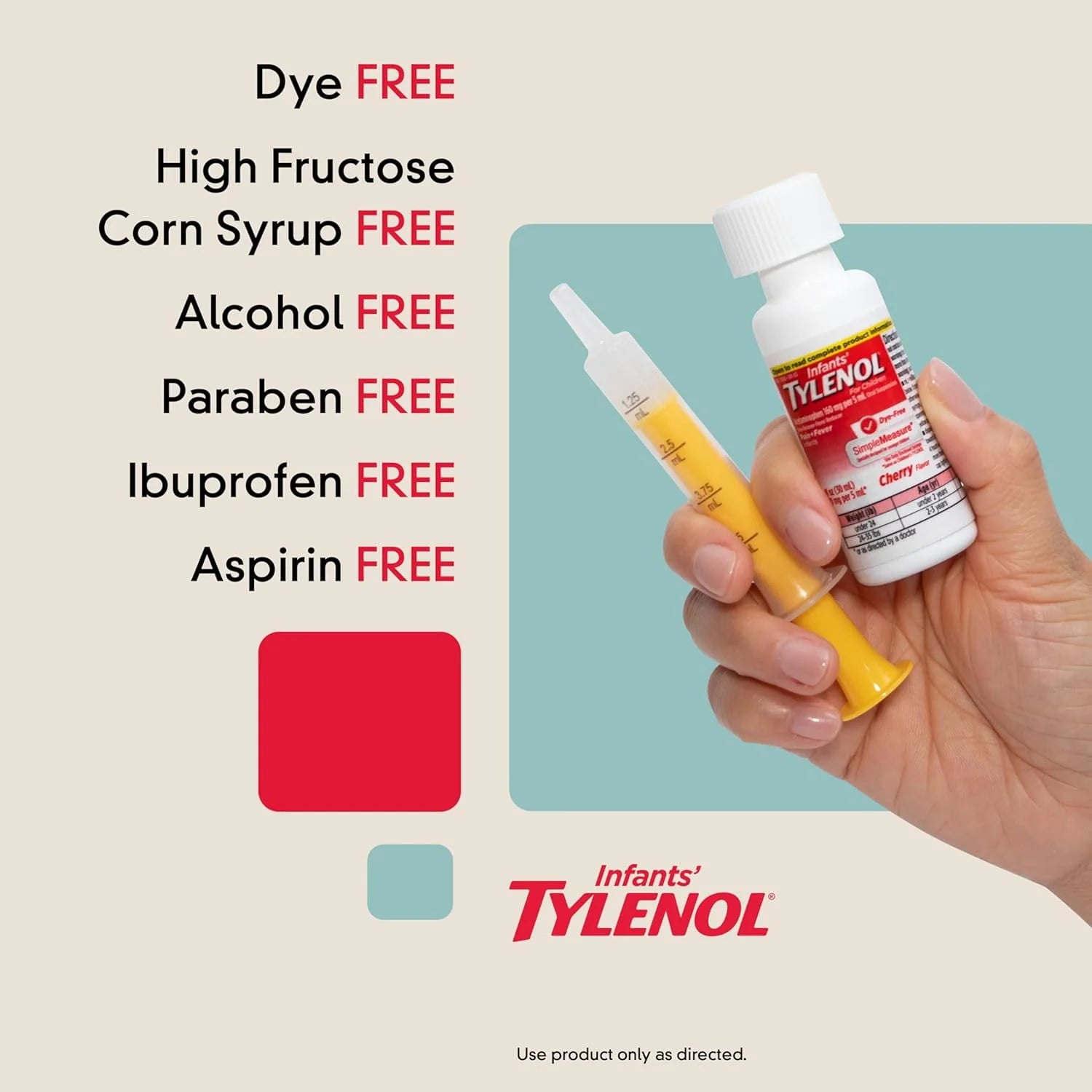 Infants' Tylenol Acetaminophen, Dye-Free Cherry, 2 fl oz P517914
