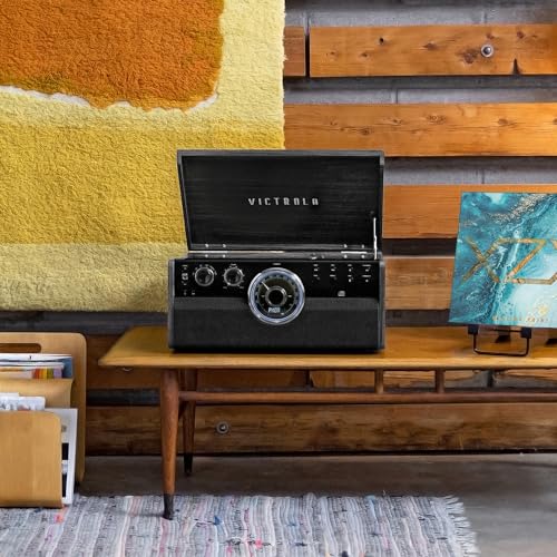 Victrola Metropolitan 4-in-1 Bluetooth Record Player with Built-in Speakers, Grey Z241914