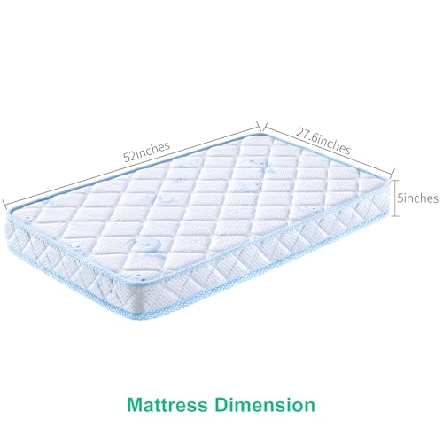 Premium Crib & Toddler Mattress, 100% Knitted Fabric, Hypoallergenic, 5" Thick, Fits Standard Cribs W252468