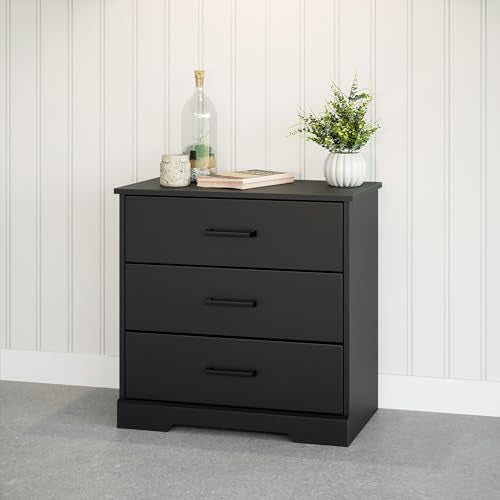 Prepac Sonoma Tall Nightstand with 3 Drawers, Black Q28004