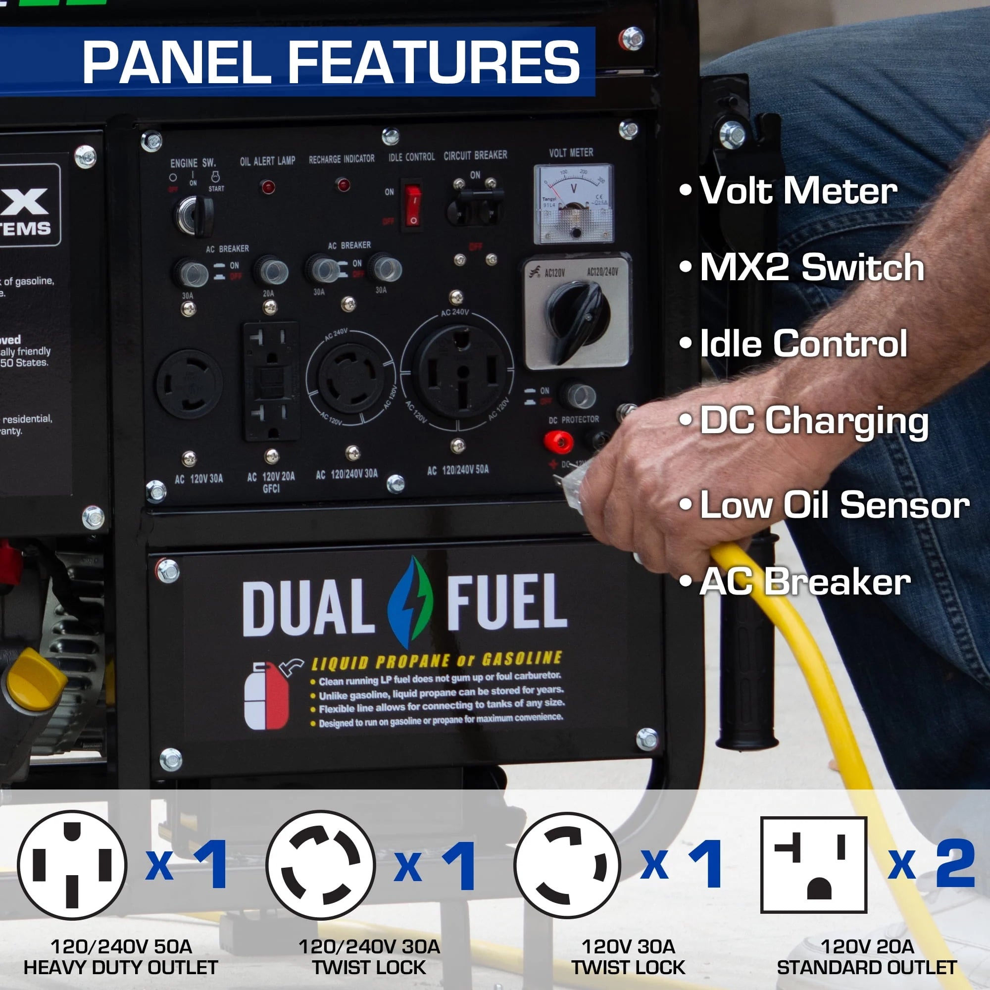 DuroMax XP12000EH 12,000 Watt Dual Fuel Portable Generator C847