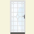 Unique Home Designs 36 in. x 80 in. Lexington White Surface Mount Steel Security Door with Shatter-Resistant Glass and Bronze Ha