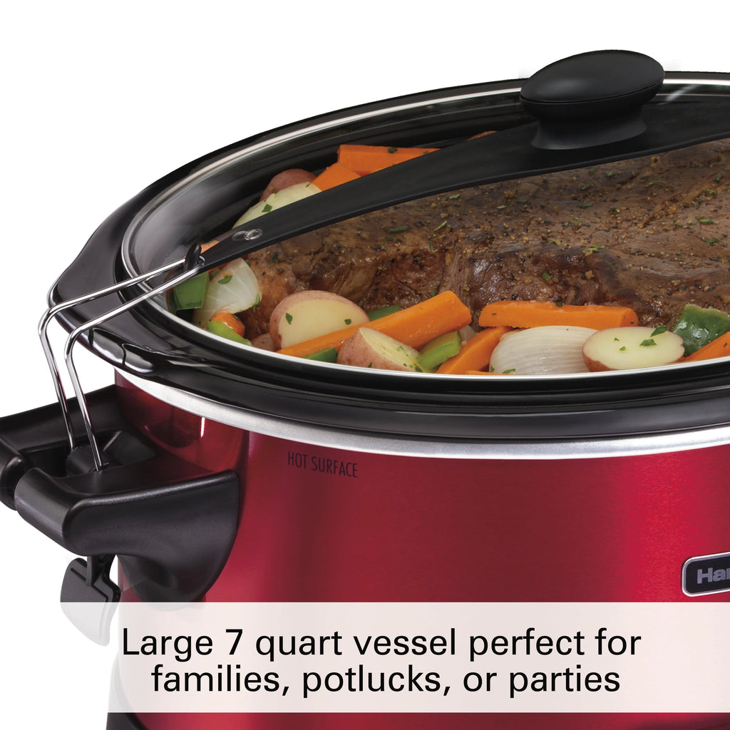 Hamilton Beach Stay or Go Programmable Slow Cooker with Party Dipper, 7 Quart, Red M628782