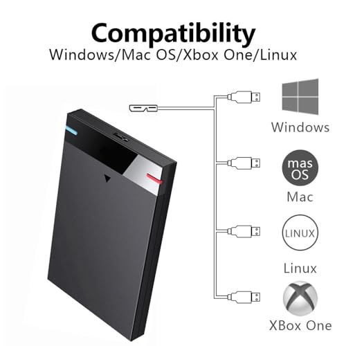 2.5'' 1TB Ultra Slim Portable External Hard Drive USB3.0 for PC, Mac, Xbox O910