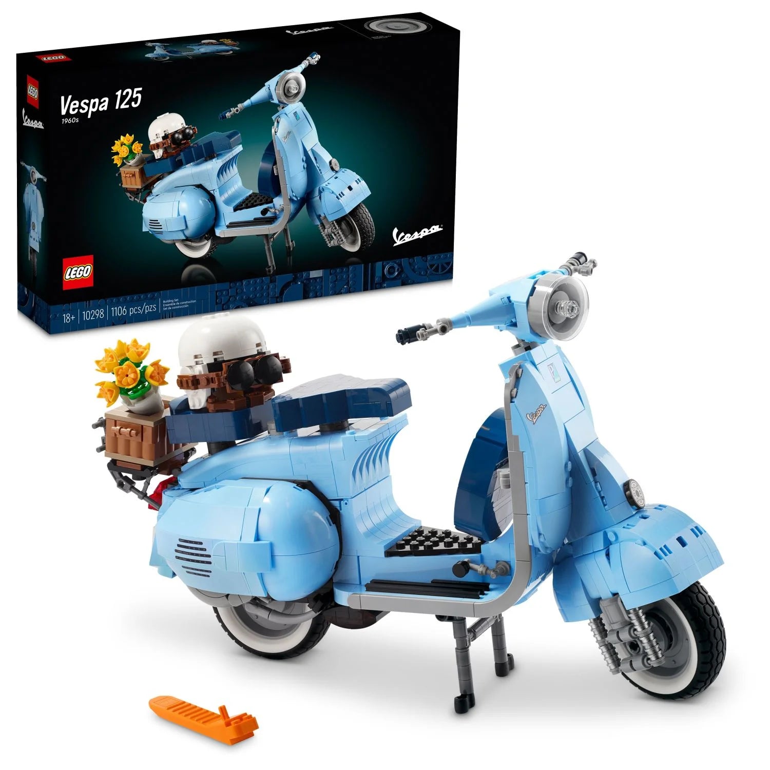 LEGO Icons Vespa 125 Scooter Model Building Kit, Vintage Italian Iconic Model Moped, Build and Display Set for Adults, Makes a Great Gift Idea or Home D��cor Piece, Relaxing Creative Hobby, 10298