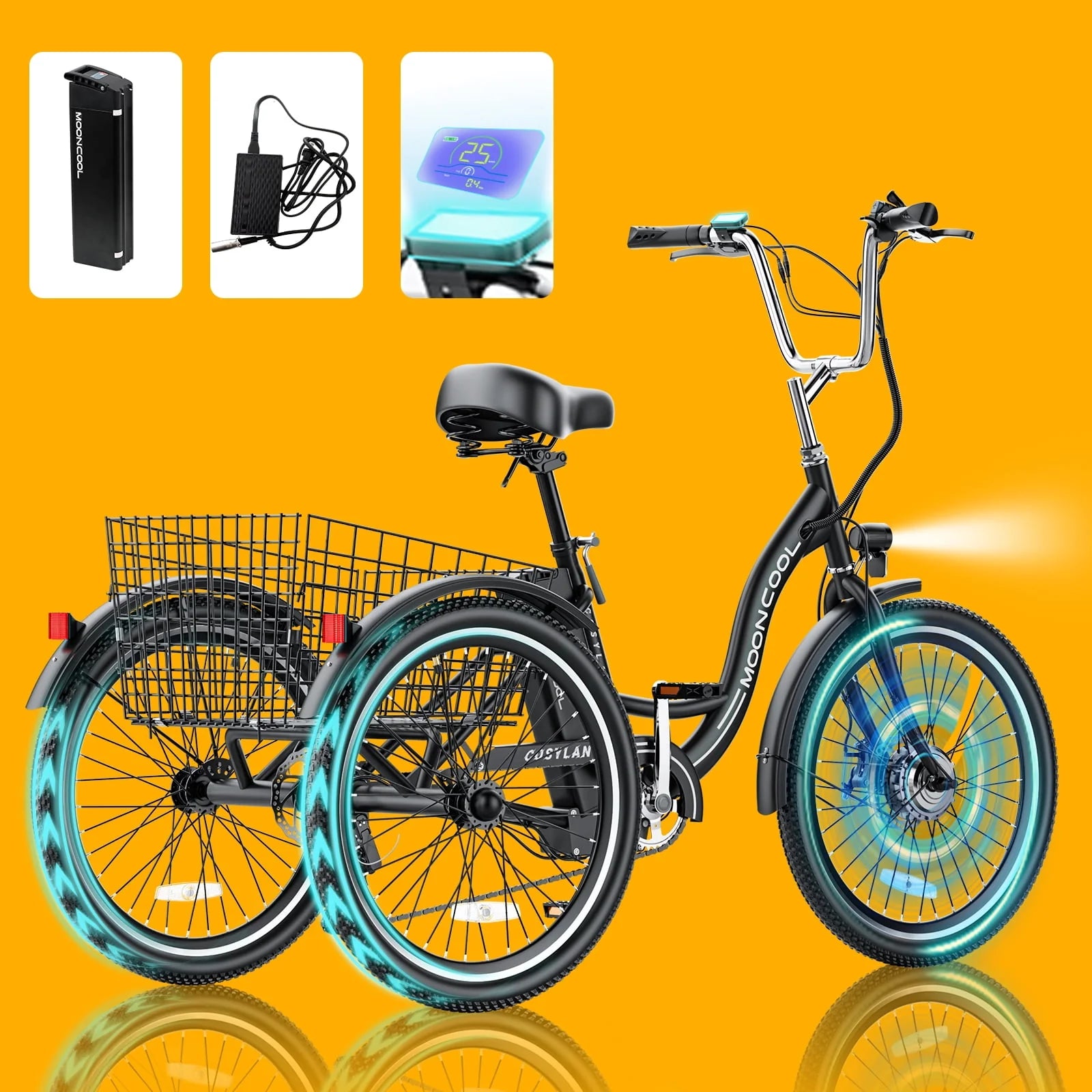 Lilypelle Adult Electric Tricycle 3-Wheel Bike for Seniors E1378