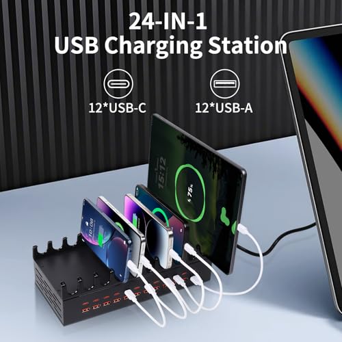300W 24-Port USB Fast Charging Station for Multiple Devices I426452