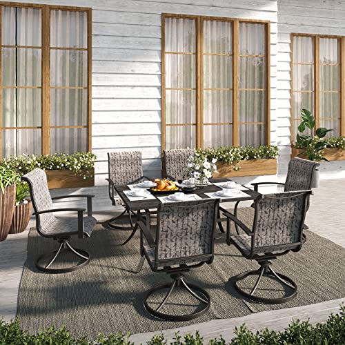 7-Piece Patio Dining Set for 6 with Swivel Chairs and Rectangular Table P2318