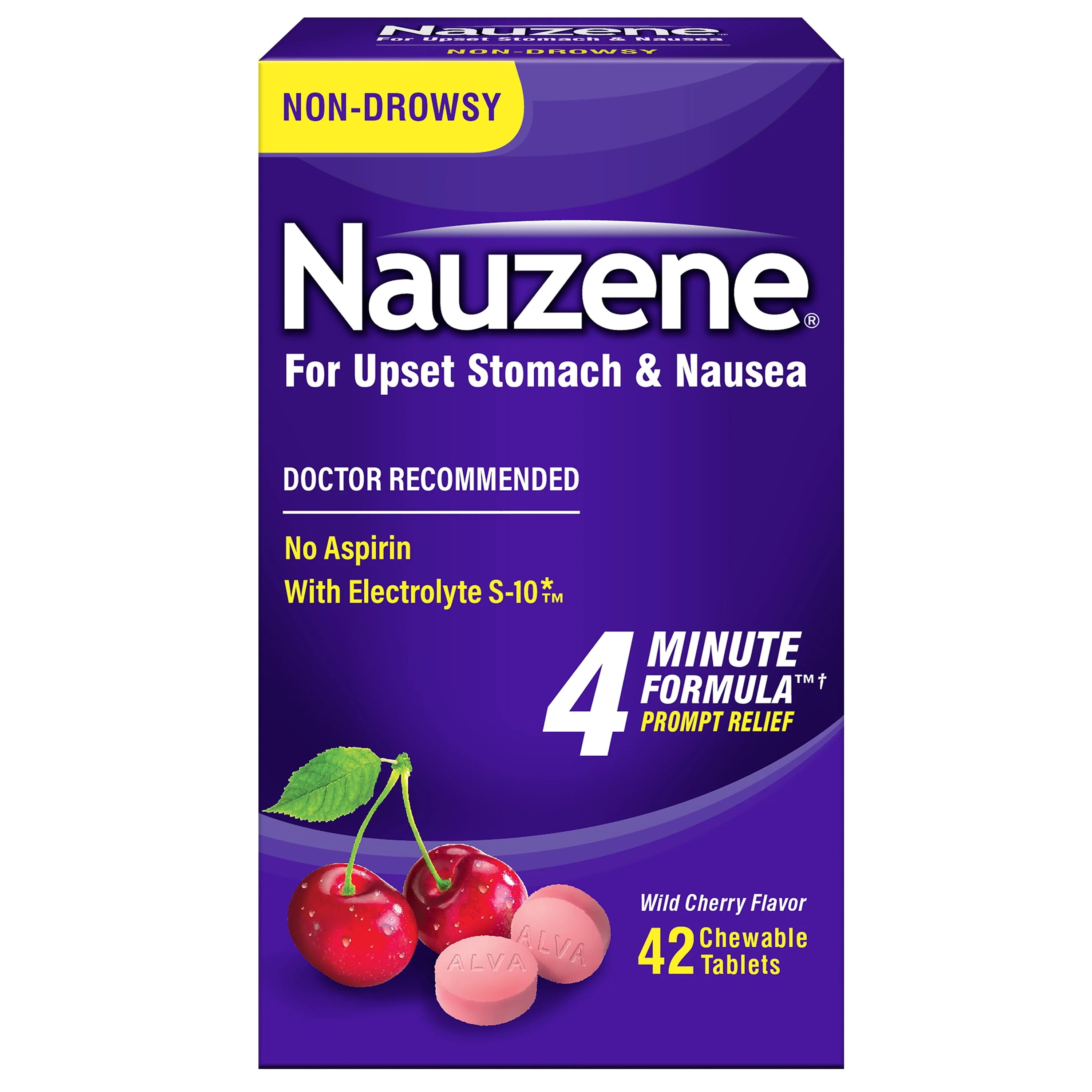 Nauzene Nausea Relief Chewable Tablets Wild Cherry Flavor, 42 Ct
