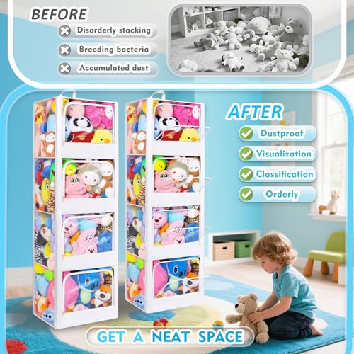 Transparent Stuffed Animal Storage Toy Box for Kids Room C80974
