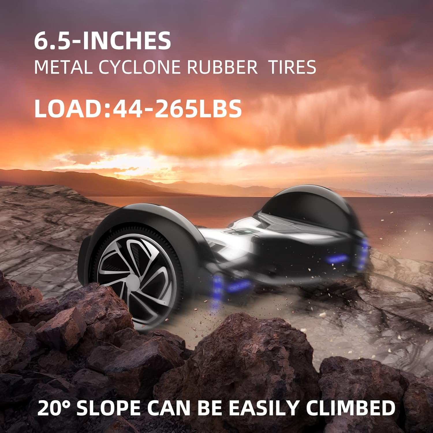 TOMOLOO Hoverboard 6.5" Self Balancing Scooter with Bluetooth Speaker and LED Lights K2729