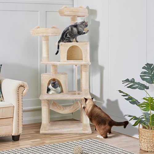 Yaheetech 62.5in Cat Tree with Platform & Hammock, Dark Gray L747397