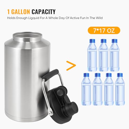 Kerilyn Insulated Gallon Jug 128oz Stainless Steel Double Vacuum Water Bottle M8713
