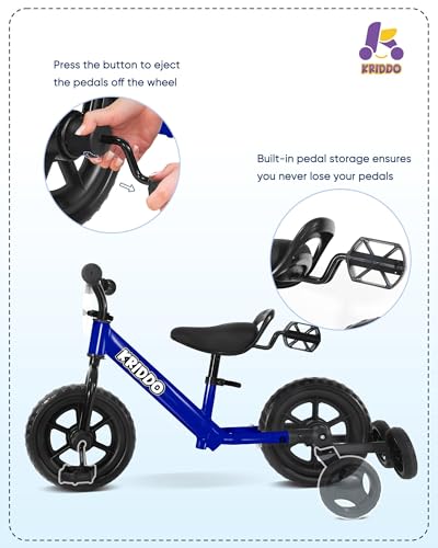 KRIDDO 2-in-1 Kids Tricycle and Toddler Balance Bike, Black U656