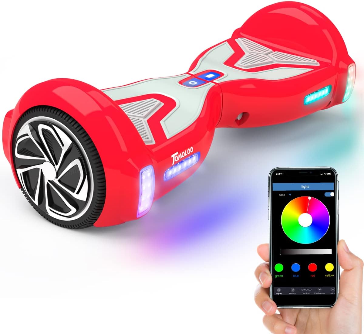 TOMOLOO Hoverboard 6.5" Self-Balancing Scooter with Bluetooth Speaker and LED Lights U8780