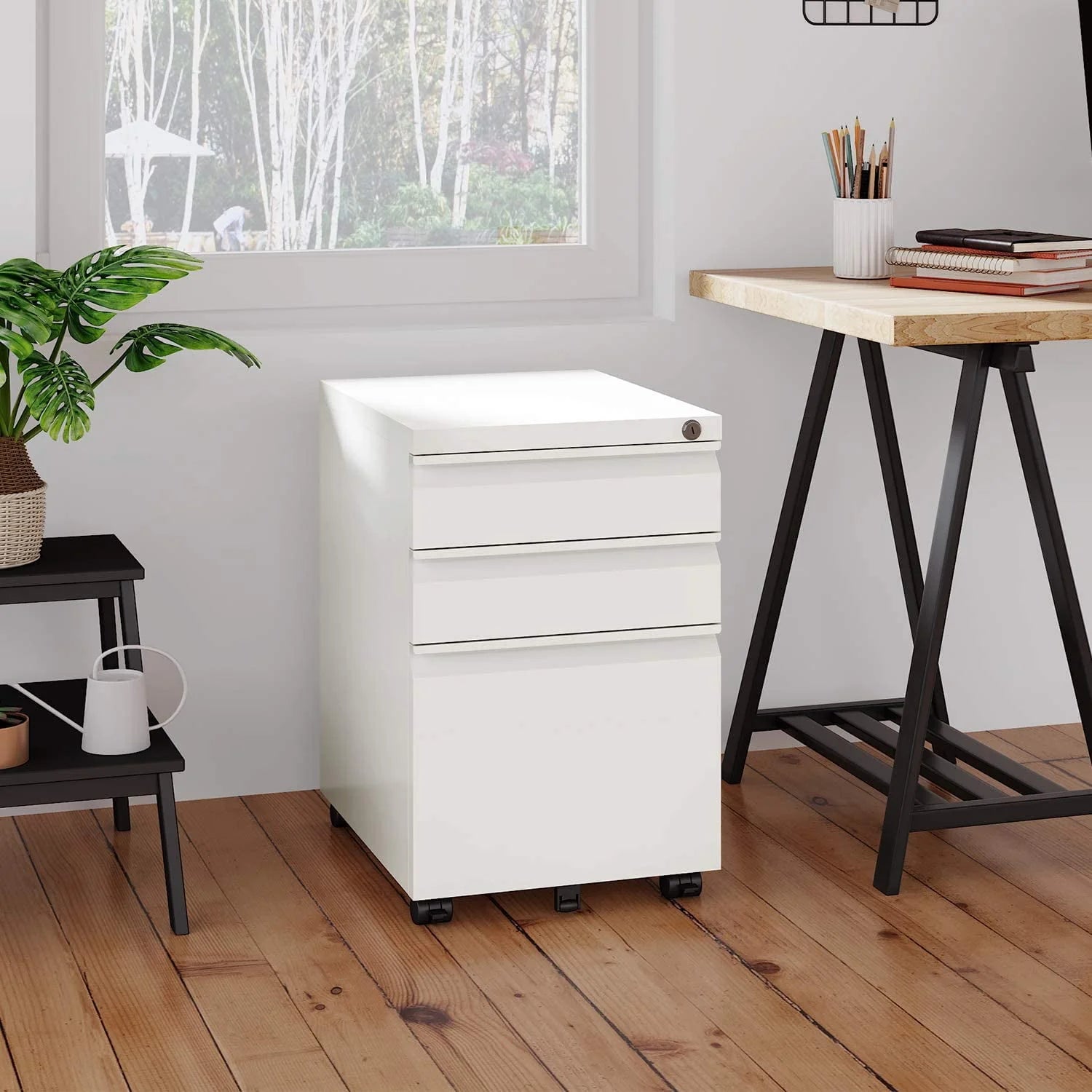 SUPEER 4 Drawer File Cabinet with Lock, Metal Vertical Storage, Black E499