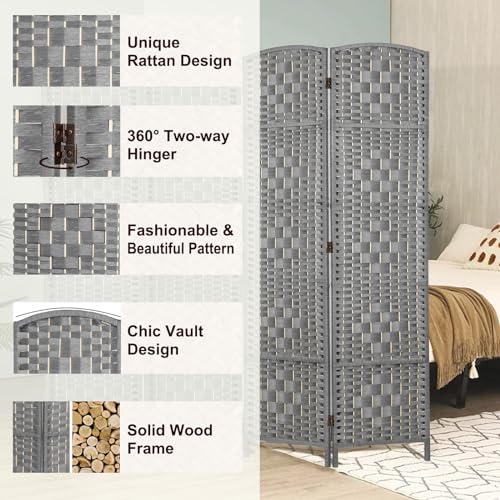 Rose Home Fashion 6 ft Tall Room Divider 4 Panel Folding Privacy Screen, Dark Coffee C8634