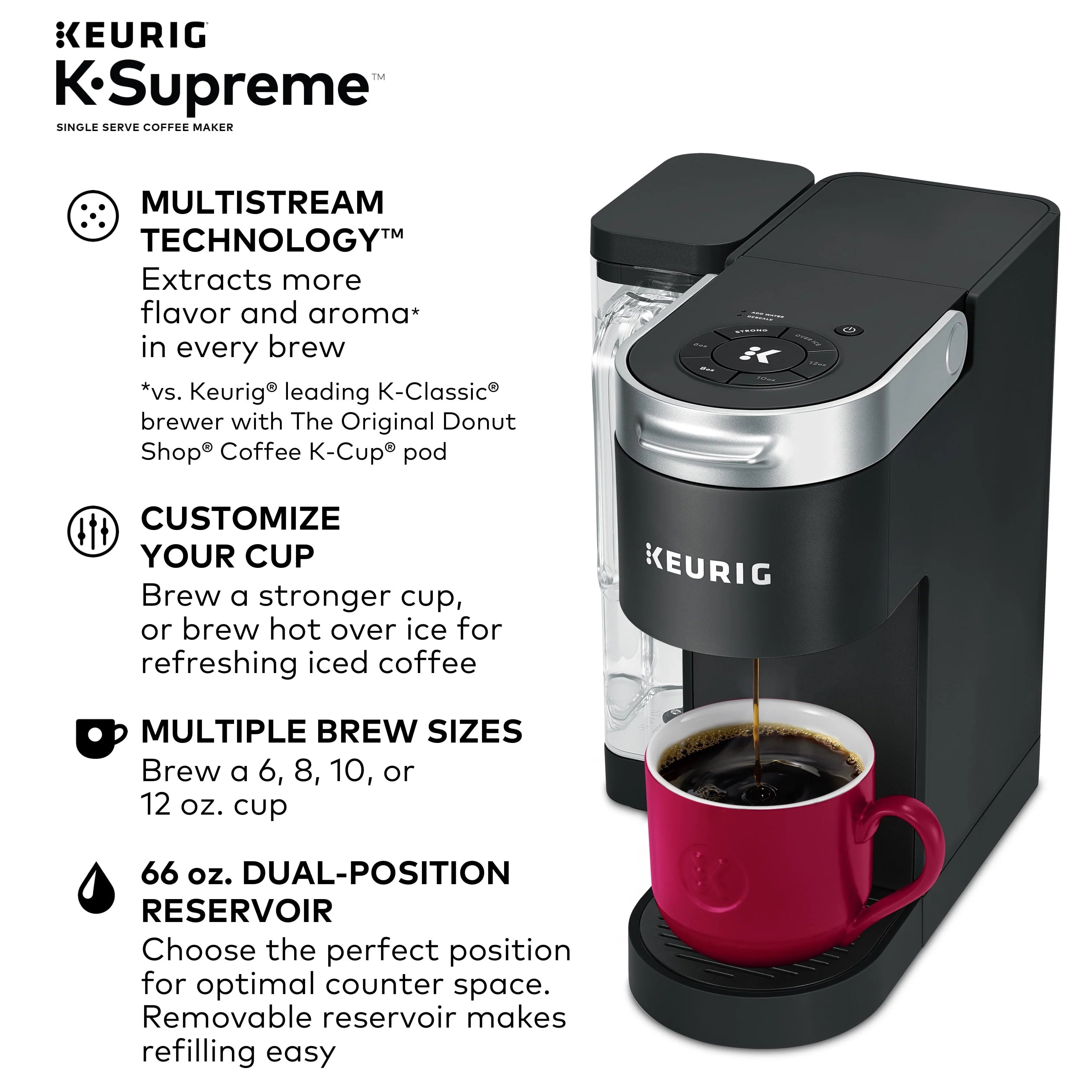 Keurig K-Supreme Single-Serve K-Cup Pod Coffee Maker, Black G914