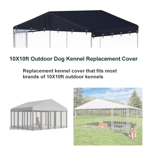 Outdoor Dog Kennel Cover 10x10 ft Waterproof 600D Oxford Fabric Black Q4939