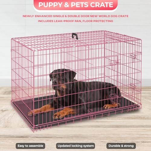 FDW Dog Crate for Large Dogs 48 Inch Folding Metal Wire Cage Double Door N1299