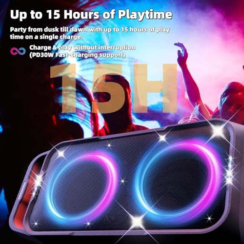 Portable Bluetooth Speaker 240W Peak with Deep Bass and LED Light Show R456296