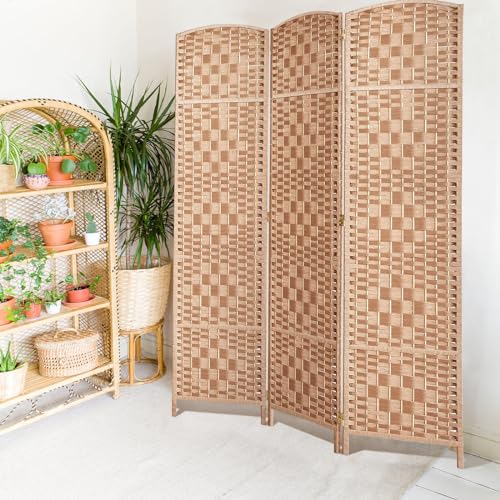 Rose Home Fashion 6 ft Tall Room Divider 4 Panel Folding Privacy Screen, Dark Coffee C8634