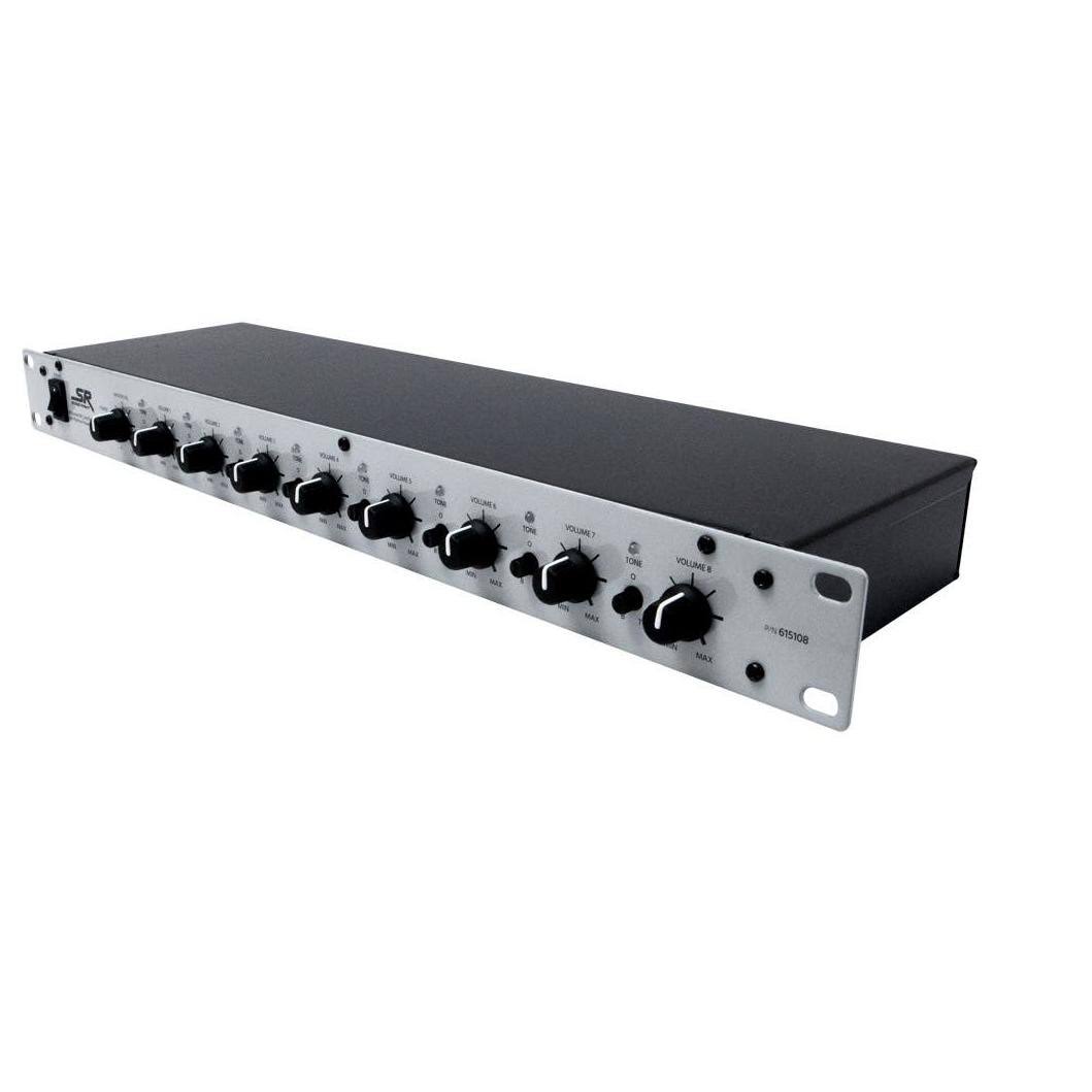 Monoprice 8-Channel 1U Mic Line Rack Mixer with Phantom Power