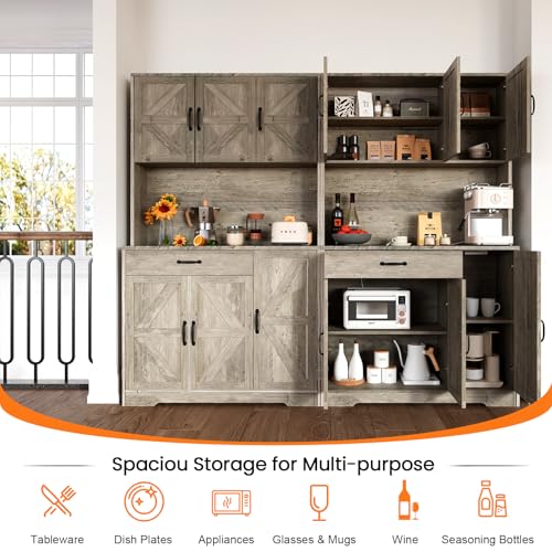 72" Tall Storage Cabinet with Adjustable Shelves & Steel Frame, Dark Grey F5479