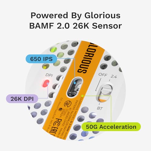 Glorious Gaming Model D 2 Wireless Ergonomic Mouse, 66g, White V612