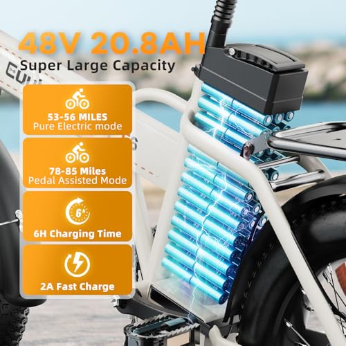 Folding Electric Bike 1000W 48V 20AH Removable Battery 20" Fat Tire for Adults C847123