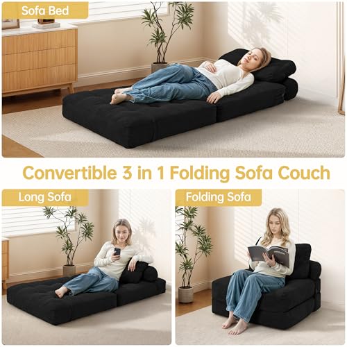 Folding Sofa Bed Convertible Sleeper Chair with Pillow, Grey L546