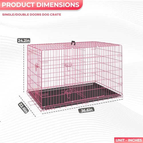FDW Dog Crate for Large Dogs 48 Inch Folding Metal Wire Cage Double Door N1299