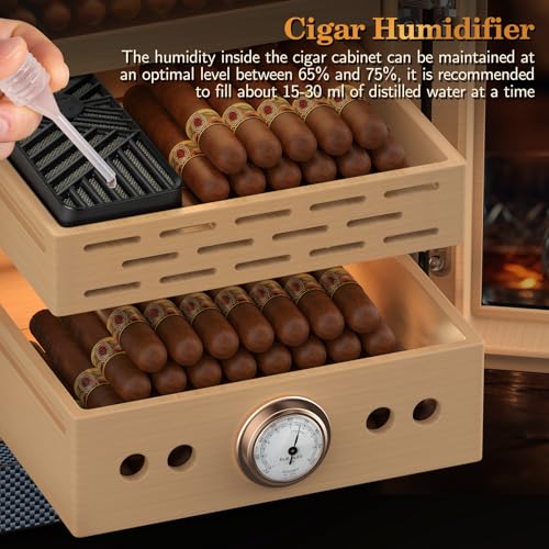 Cigar Humidor Cabinet with Magnetic Door and Humidifiers, Brown D98390