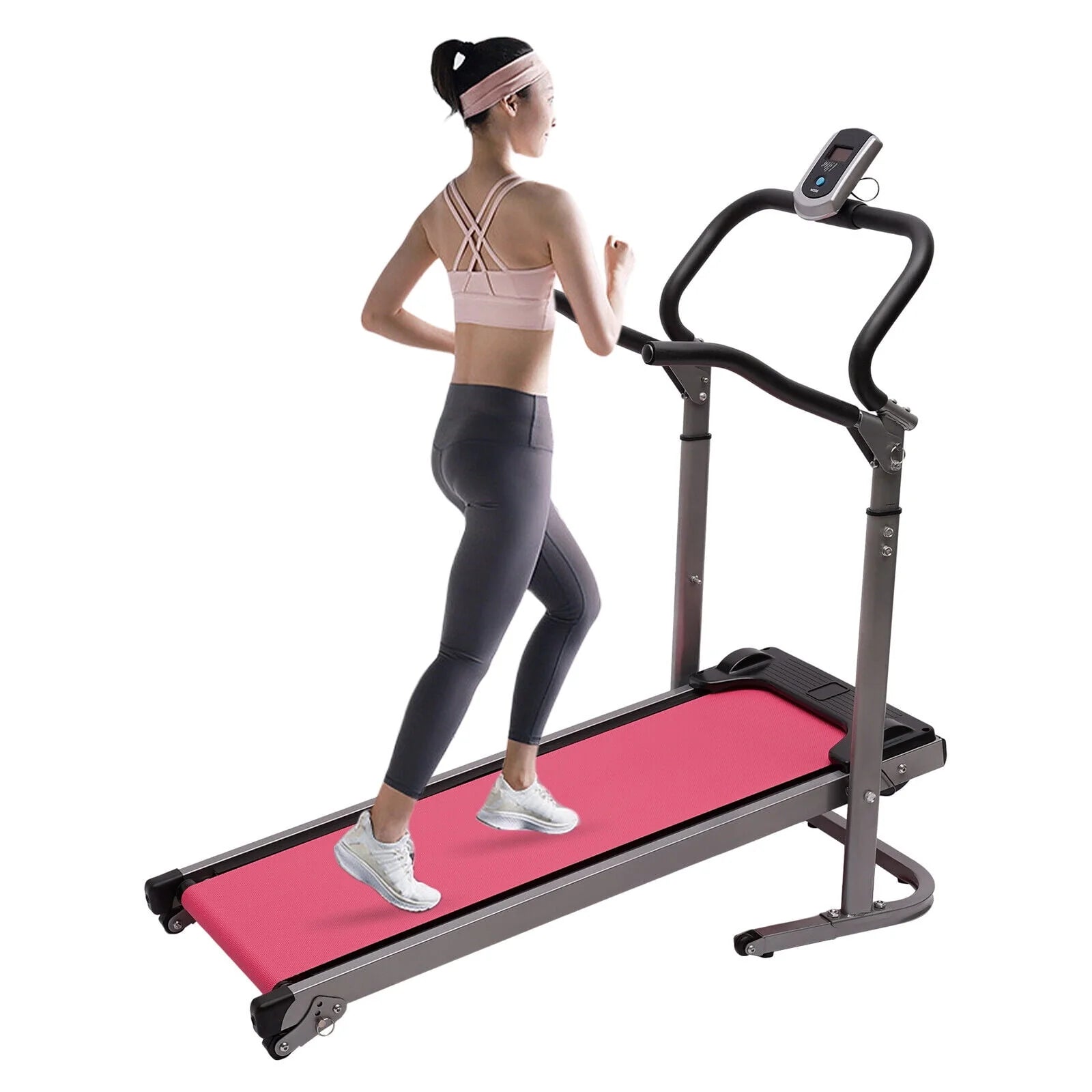 MIDUO Home Folding Treadmill with Incline Pink Y55541