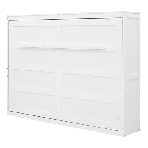 Full Size Murphy Bed with Drawers, Cabinets and USB Ports, Gray D589081
