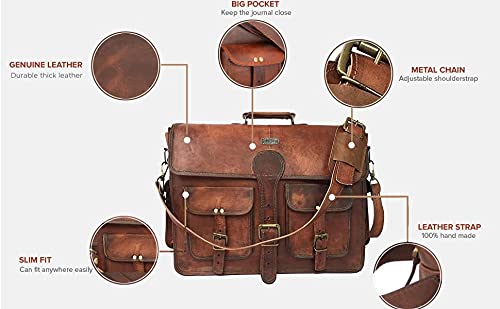 Vintage Leather Messenger Bag for Men with 18 Inch Laptop Compartment I17180