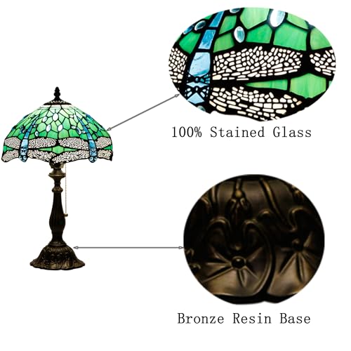 Tiffany Stained Glass Table Lamp Sea Blue Pear J2662