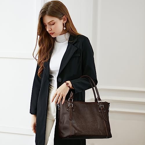 HESHE Genuine Leather Tote Shoulder Bag for Women P1142
